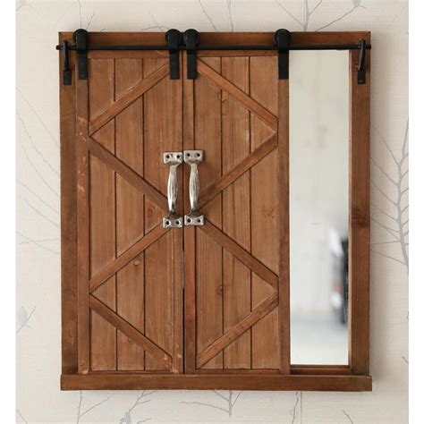 Vintiquewise Decorative Mirror With Sliding Barn Style