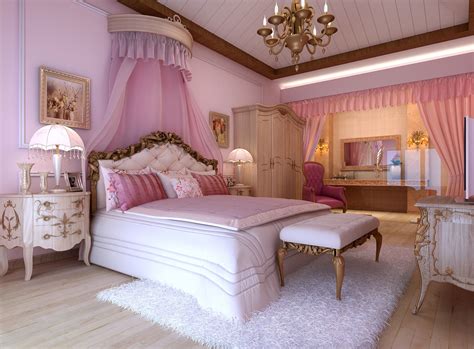 Luxurious Pink Bed Room 3d Model Max