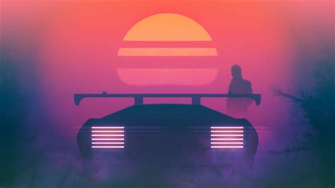 Wallpaper Neon Car Vehicle Artwork Synthwave Retrowave Synth