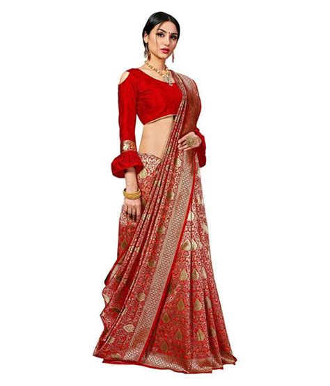 Sherine Red Banarasi Silk Saree Buy Sherine Red Banarasi Silk Saree
