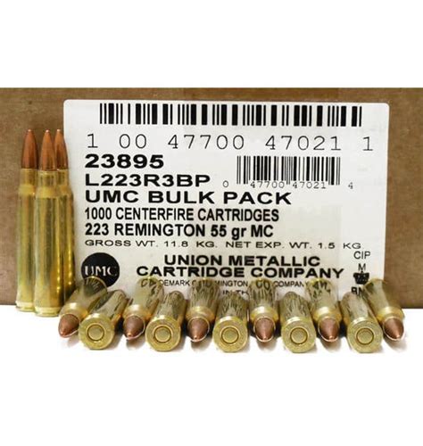 Remington Umc Rifle 55 Gr Fmj 223 Ammunition Bulk 1000 Rounds 23895