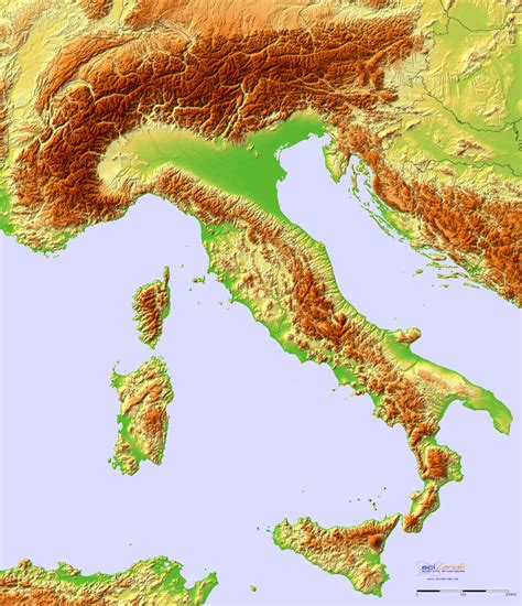 Topographic Hillshade Map Of Italy Altitude Maps On The Web