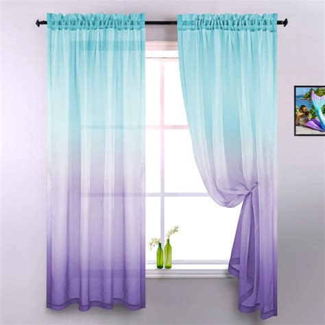 Mermaid Kawaii Accessories For Girls Room Decor Curtain Panels Ombre