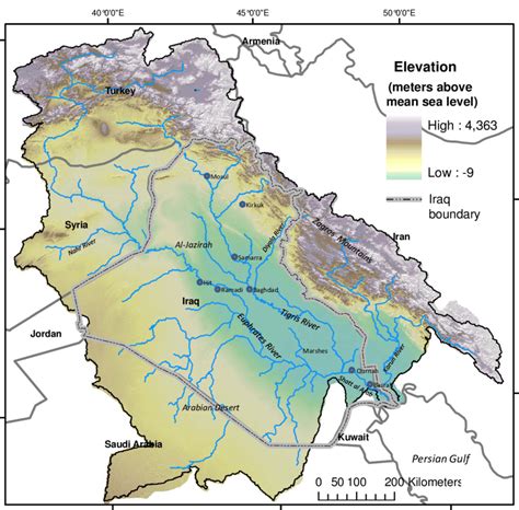 Map Of Tigris Euphrates River System Including Country Boundaries And Download Scientific