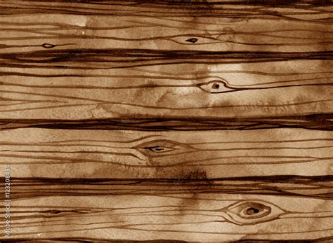 Watercolor Dark Brown Wood Texture Background Stock Illustration