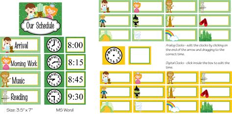 DOROTHY & OZ - Schedule Cards / editable MS WORD | Schedule cards editable, Schedule cards, Ms word