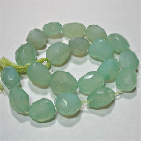 Green Agate Green Chalcedony Faceted Nugget 16 20mm Beads Etsy
