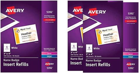Avery Name Badge Inserts Print Or Write 3 X 4 Inch 300 Card Stock