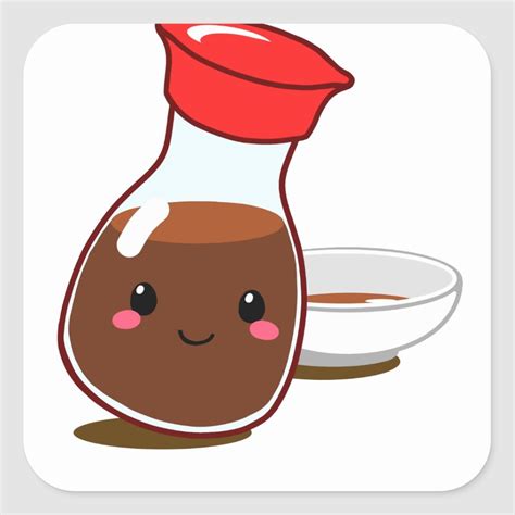 Cute Anime Soy Sauce Im Soy Happy Square Sticker Kawaii Faces