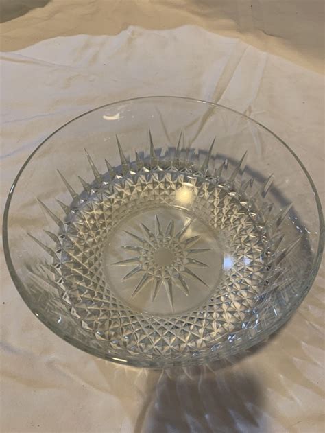 Vintage Arcoroc France Star Cut Glass Serving Bowl Etsy