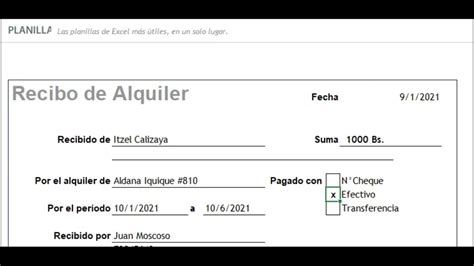 Modelo De Recibo De Pago Alquiler Image To U