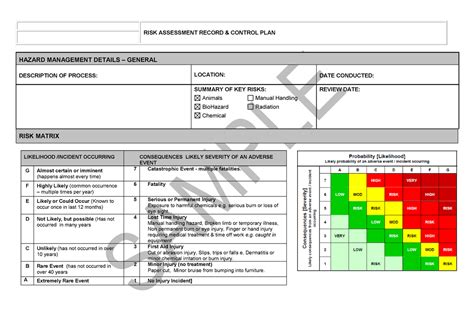 Chemical Hazard Risk Assessment Form