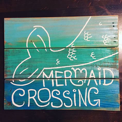 Custom Designed Hand Painted Hand Lettered Pallet Sign Mermaid