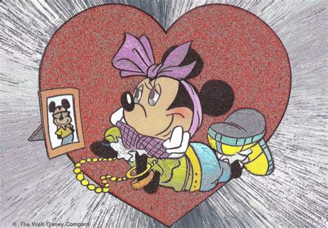 My Favorite Disney Postcards Metallic Postcard Of Minnie Mouse With A