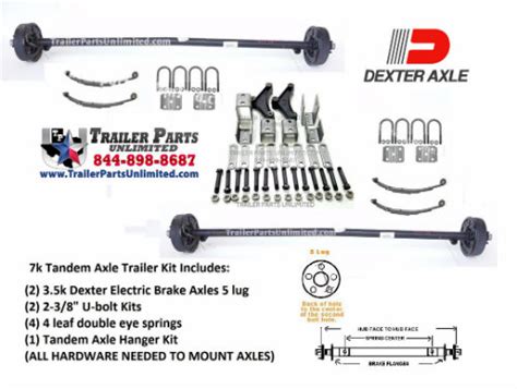 Dexter 7k Tandem Axle Trailer Set W All Hardware Included To Mount To