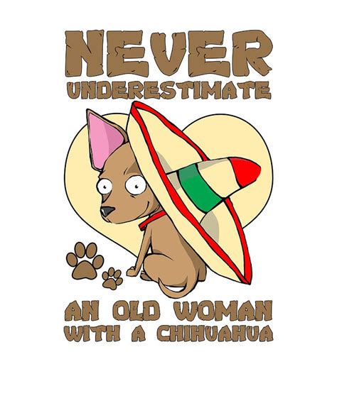 Chihuahua Mom T Never Underestimate Old Woman With Chihuahua Drawing