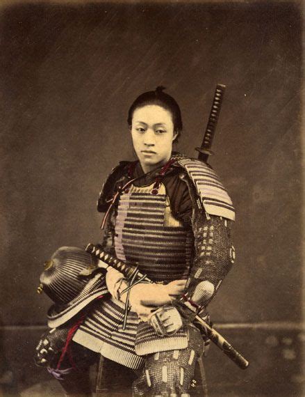 Japanese Samurai Warrior 1870s Hand Coloured Albumen Print