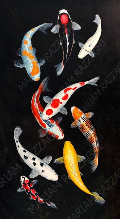 Lucky Koi Fish Painting By Mariam Razzaghi