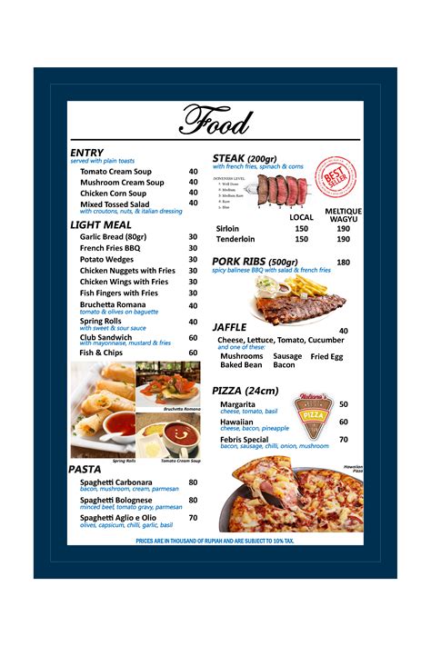 LUNCH & DINNER MENU | Sulis Hotel