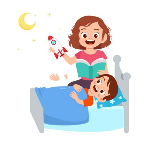 Mom Reading Bedtime Story Illustrations Royalty Free Vector Graphics