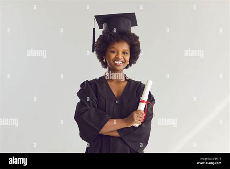 African American High School Student With Graduate Certificate Portrait