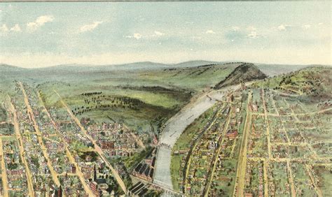 Cumberland Maryland In 1906 Birds Eye View Map Aerial Panorama