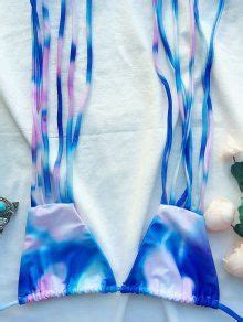 Off Tie Dye Multi Straps Halter Bikini Set In Blue Zaful