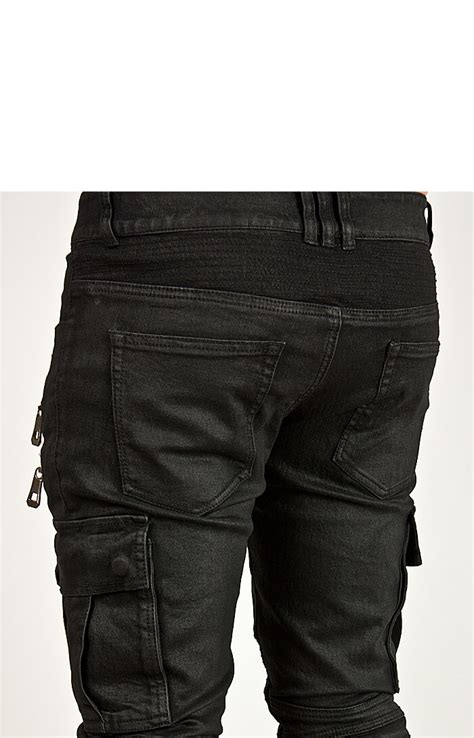 Bottoms Sold Out Double Zipper Accent Pintuck Cargo Coated Black