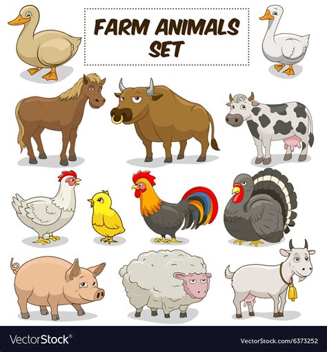Cartoon Farm Animals Set Royalty Free Vector Image