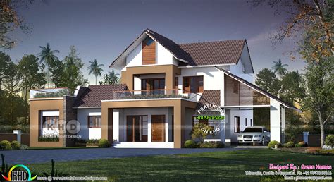 2750 Square Feet 4 Bedroom Sloping Roof Mix Home Kerala Home Design