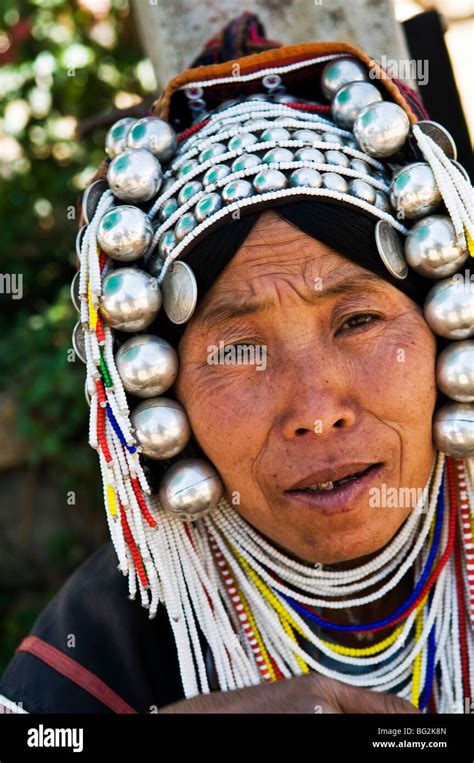 Portrait Of A Colorful Akha Woman Stock Photo Alamy