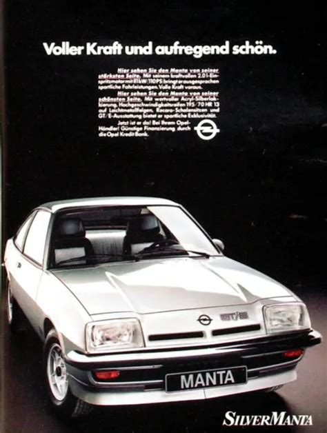 Opel Manta Gt E Silver Manta Werbung 1978 Eur 5 99 Picclick De