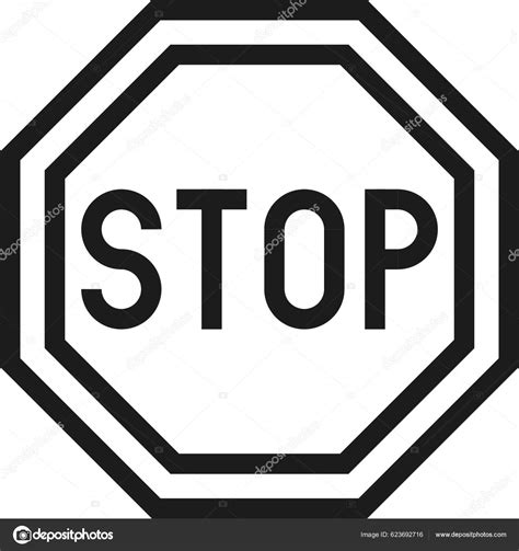 Stop Sign Icon Danger Symbol Black Line Octagon Stock Vector By ©yay