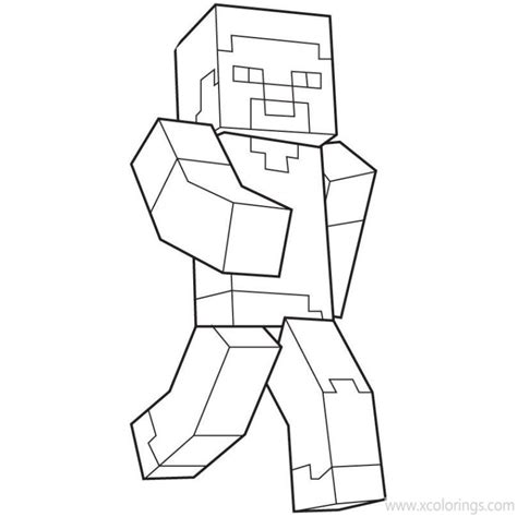 Minecraft Steve Coloring Pages With Diamond Armor XColorings