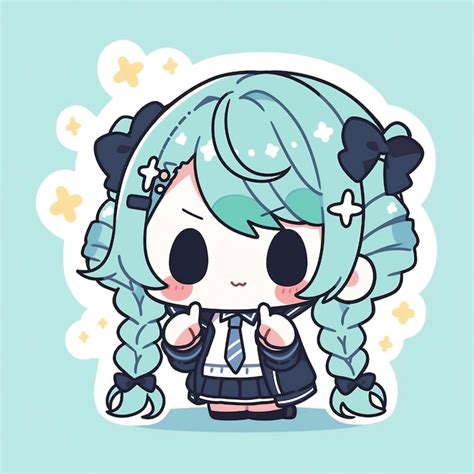 Premium Ai Image Kawaii Chibi Anime Girl Stickers Cute Simple And