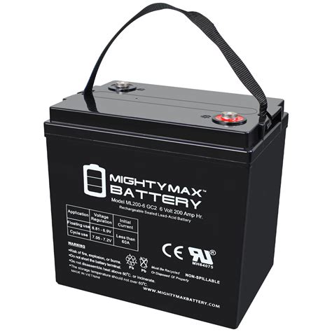 Mighty Max Battery Ml200 6gc2 6 Volt 200 Ah Internal Thread Int