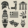 Greece symbol icons set stock vector. Illustration of archeology ...