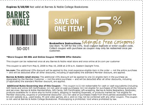 Save big w/ (2) verified barnes & noble coupon codes, storewide deals & barnes see our barnes & noble coupon timetable below for a complete record of all barnesandnoble.com promo codes offered by this retailer over the past 3 years. Barnes and Noble Coupons October 2014