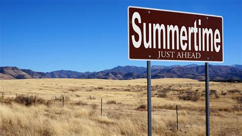 Summertime Just Ahead Brown Road Sign Stock Photo Download Image Now