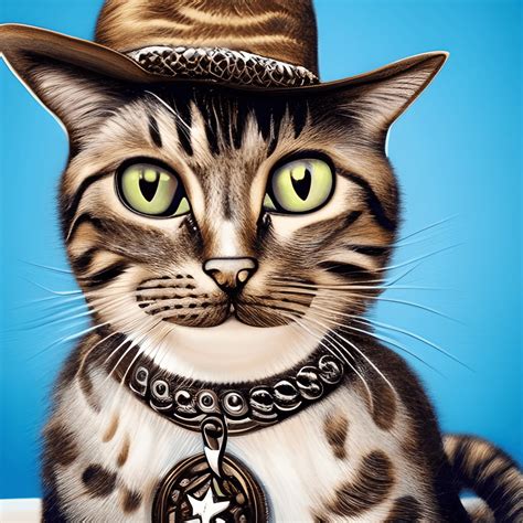 Chapéu Cat Cowboy Detalhe Intrincado E Hiperrealista · Creative Fabrica