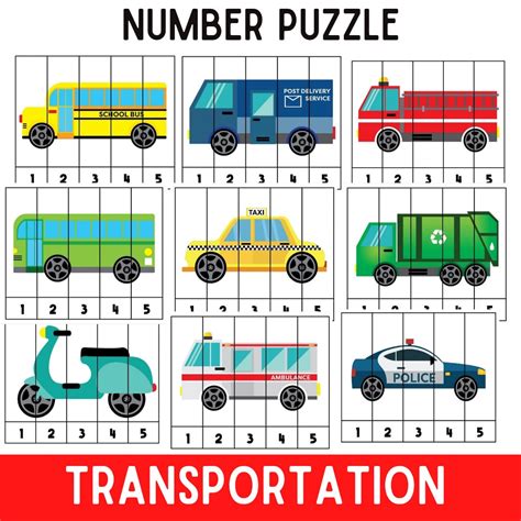 Preschool Puzzle Cars Vehicles Transportation Number Etsy