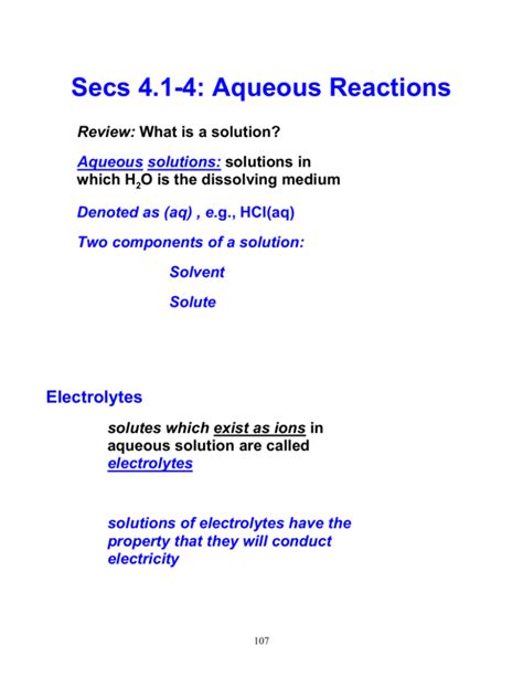 Chapter 4 Aqueous Reactions