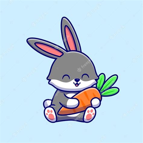Premium Vector Cute Rabbit Hugging Carrot Cartoon Icon Illustration