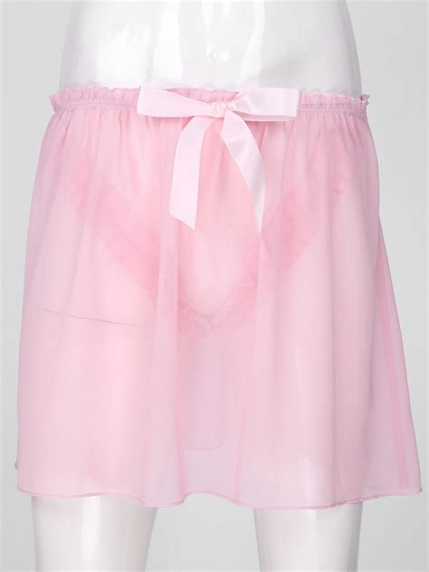 Us Sissy Men Crossdresser Lingerie Sheer Chiffon Mini Skirt Low Rise Maid Skirts Ebay