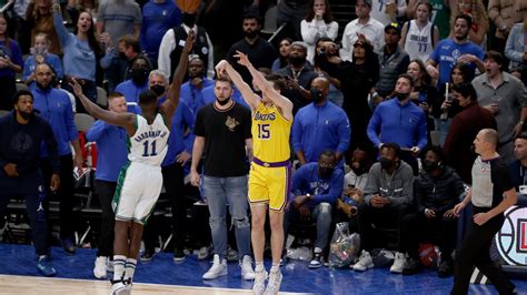 Austin Reaves 3 Pointer At Buzzer Gives Lakers 107 104 Win Over Mavs In Overtime Nbc Los Angeles