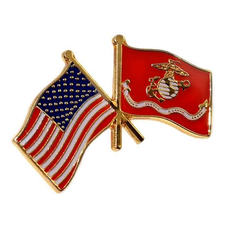 Marine Corps American Crossed Flags Lapel Pin Military