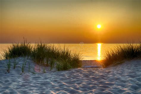 Sunset Over Lake Michigan Stock Image Image Of Sand 43982839