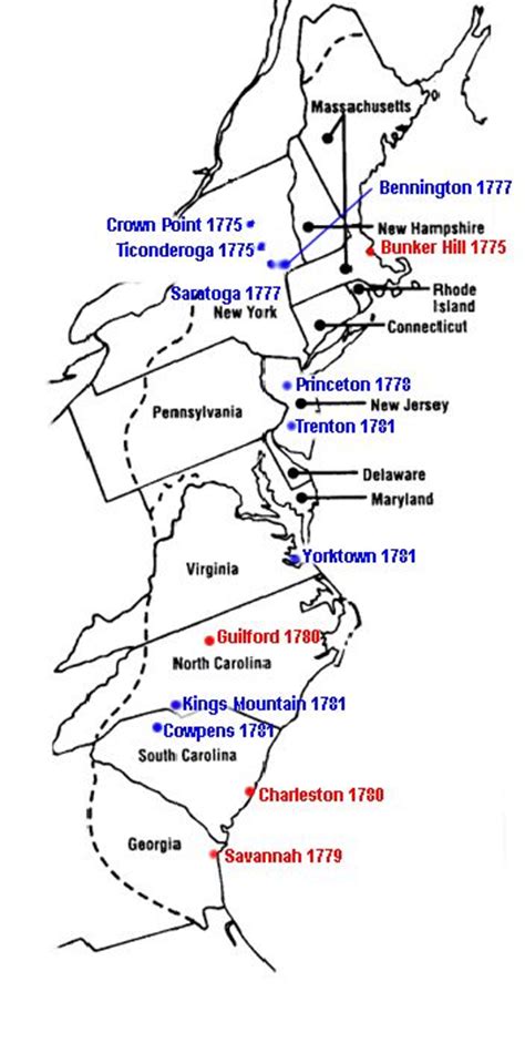 Print Map Revolutionary War Battles Show Revolutionary War Battle