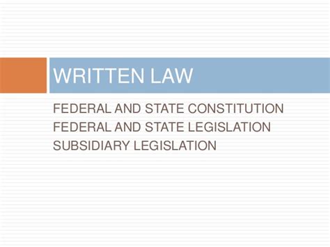 Written laws are laws which have been enacted in the constitution or in legislations. Sources of law in Malaysia