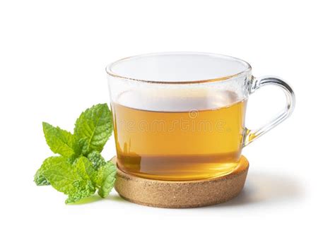 Mint Tea And Mint Leaves On A White Background Stock Image Image Of